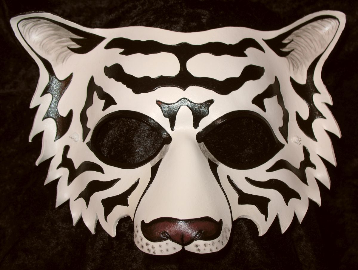 White Tiger Leather Mask